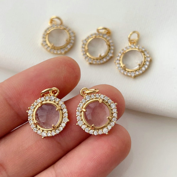 Round crystal charm