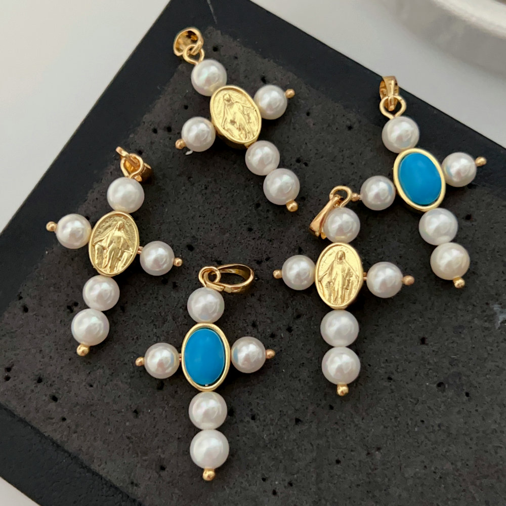 Pearl cross pendant