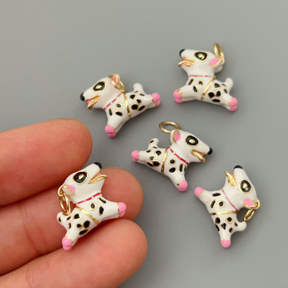 Enamel cute dog charm