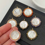 Round shell religious pendant