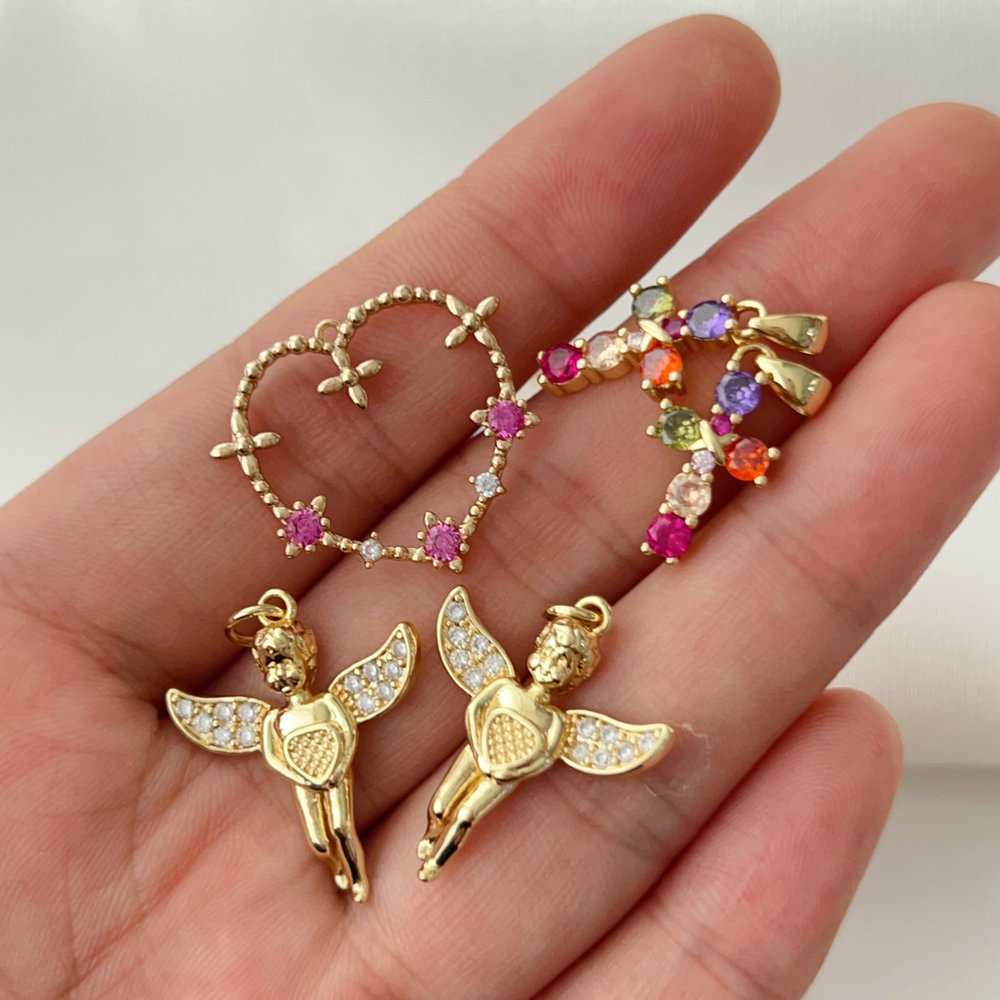 Heart cross angela charm