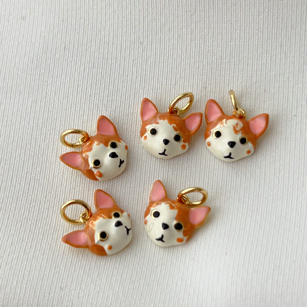 Enamel cute cat charm