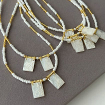 Shell mop charm necklace