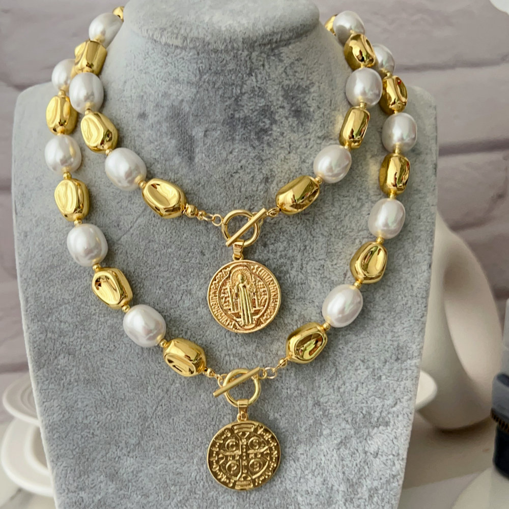 Chunky bead necklace with charm