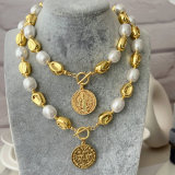 Chunky bead necklace with charm