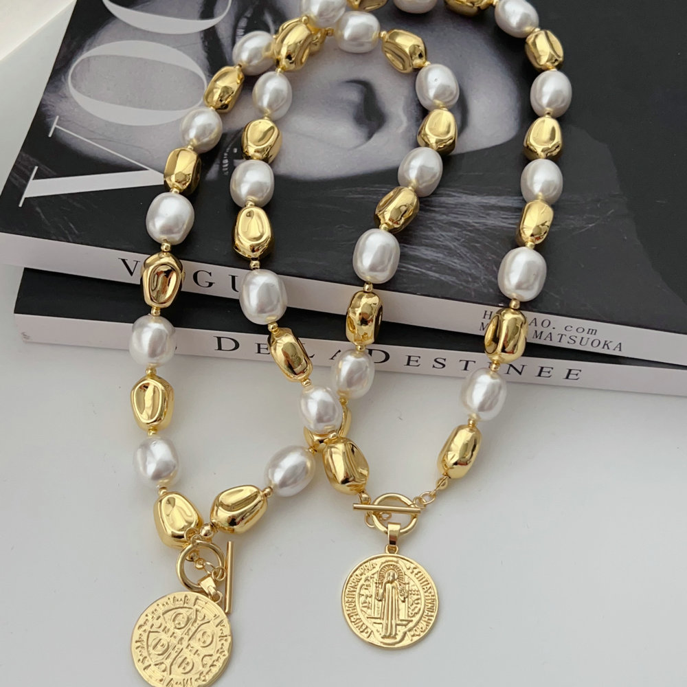 Chunky bead necklace with charm