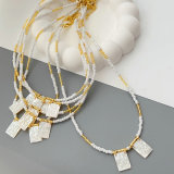 Shell mop charm necklace
