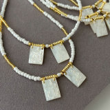 Shell mop charm necklace