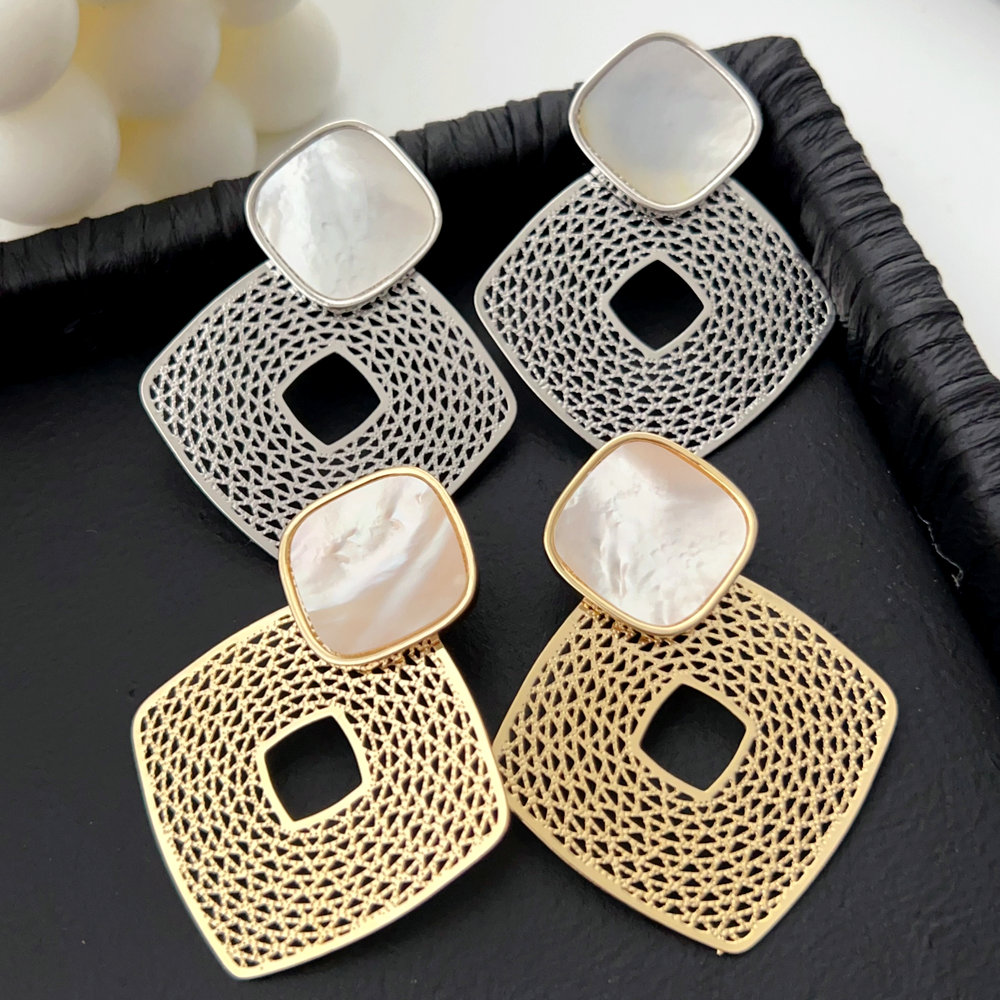 Chunky square shell earrings