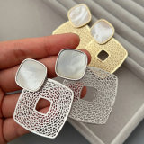 Chunky square shell earrings