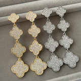 Pave zircon clover earrings