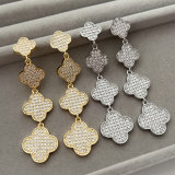 Pave zircon clover earrings