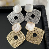 Chunky square shell earrings