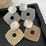 Chunky square shell earrings
