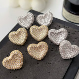Pave zircon heart earrings