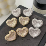 Pave zircon heart earrings