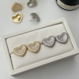 Pave zircon heart earrings