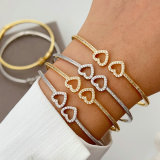 Pave heart bangle