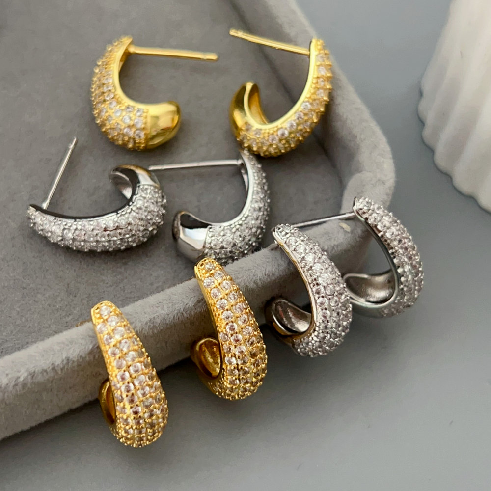 Pave zircon teardrop earrings