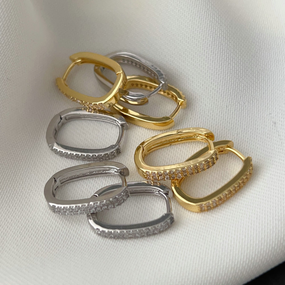 Pave zircon square earrings