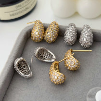 Small pave zircon teardrop earrings