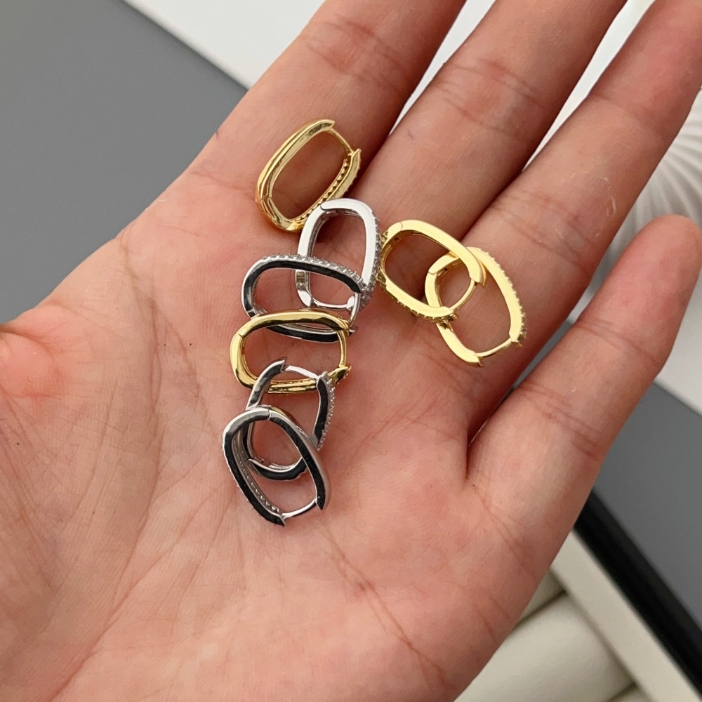 Pave zircon square earrings