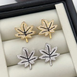 Pave maple leaves earrings