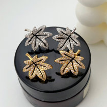 Pave maple leaves earrings