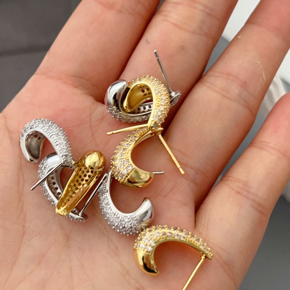 Pave zircon teardrop earrings
