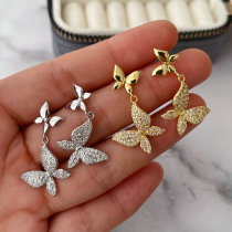 Pave zircon butterfly earrings