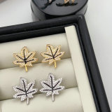 Pave maple leaves earrings