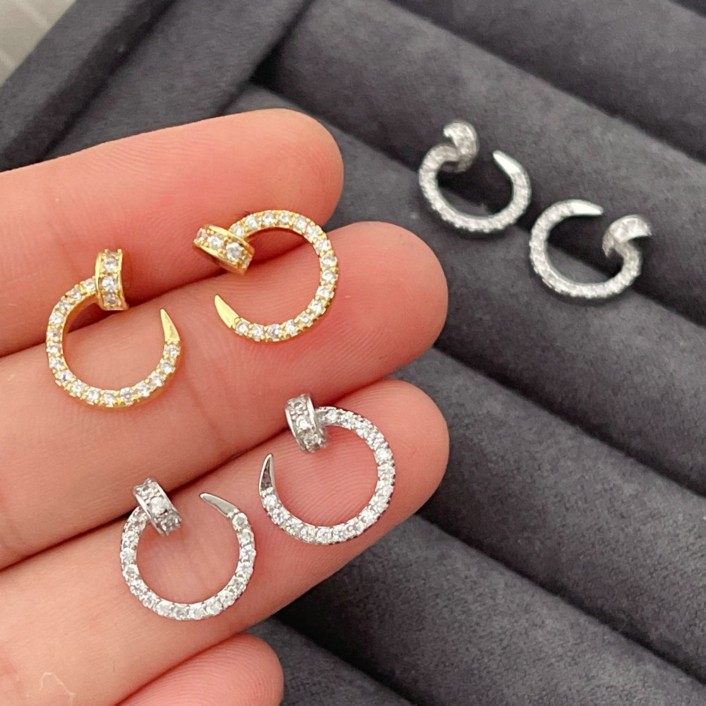 Pave nail earrings stud