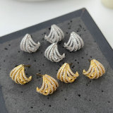 Pave zircon fan earrings