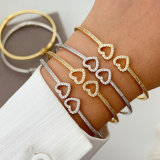 Pave heart bangle