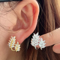 Pave leaf earrings
