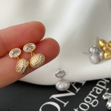 Pave zircon oval drop earrings