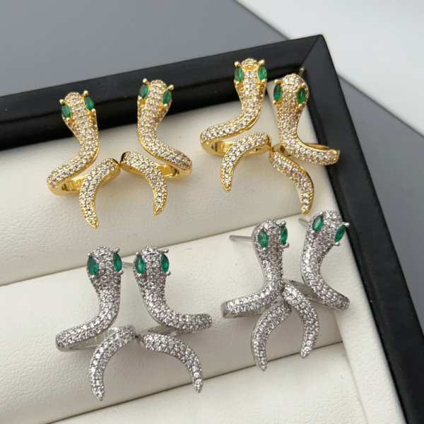Pave zircon snake earrings