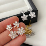 Pave zircon flower earrings