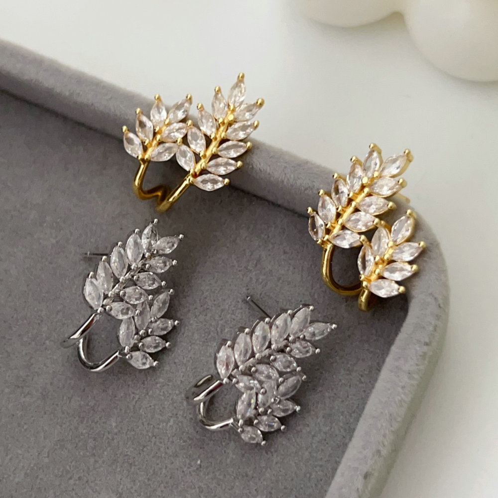Pave leaf earrings