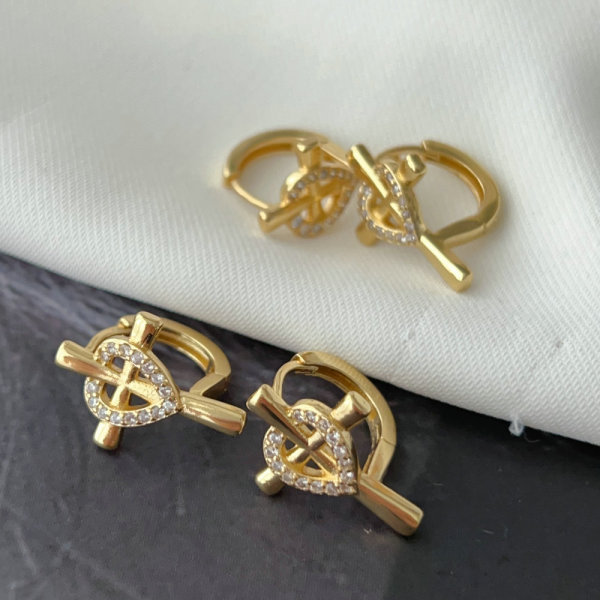 Pave cross earrings