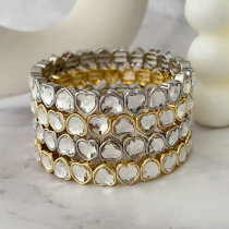 Elastic pave heart bracelet