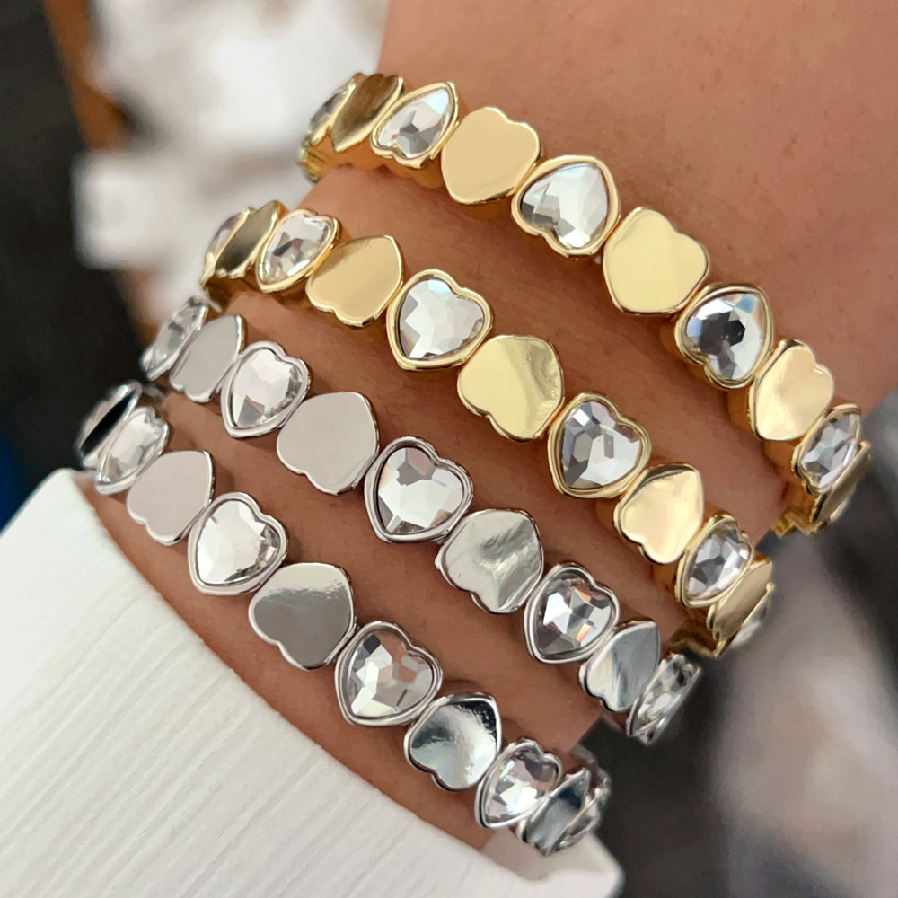 Pave heart bracelet