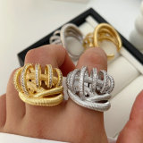 Pave chunky twist ring