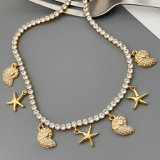 Shell charm tennis chain necklace