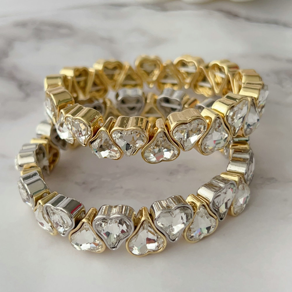 Pave heart bracelet
