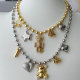 Dot chain necklace with bear charm