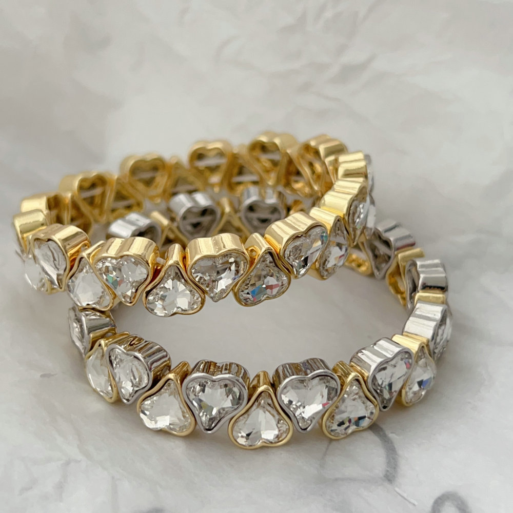 Pave heart bracelet