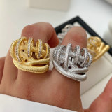 Pave chunky twist ring