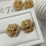 Pave zircon flower earrings