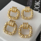 Pave zircon square earrings